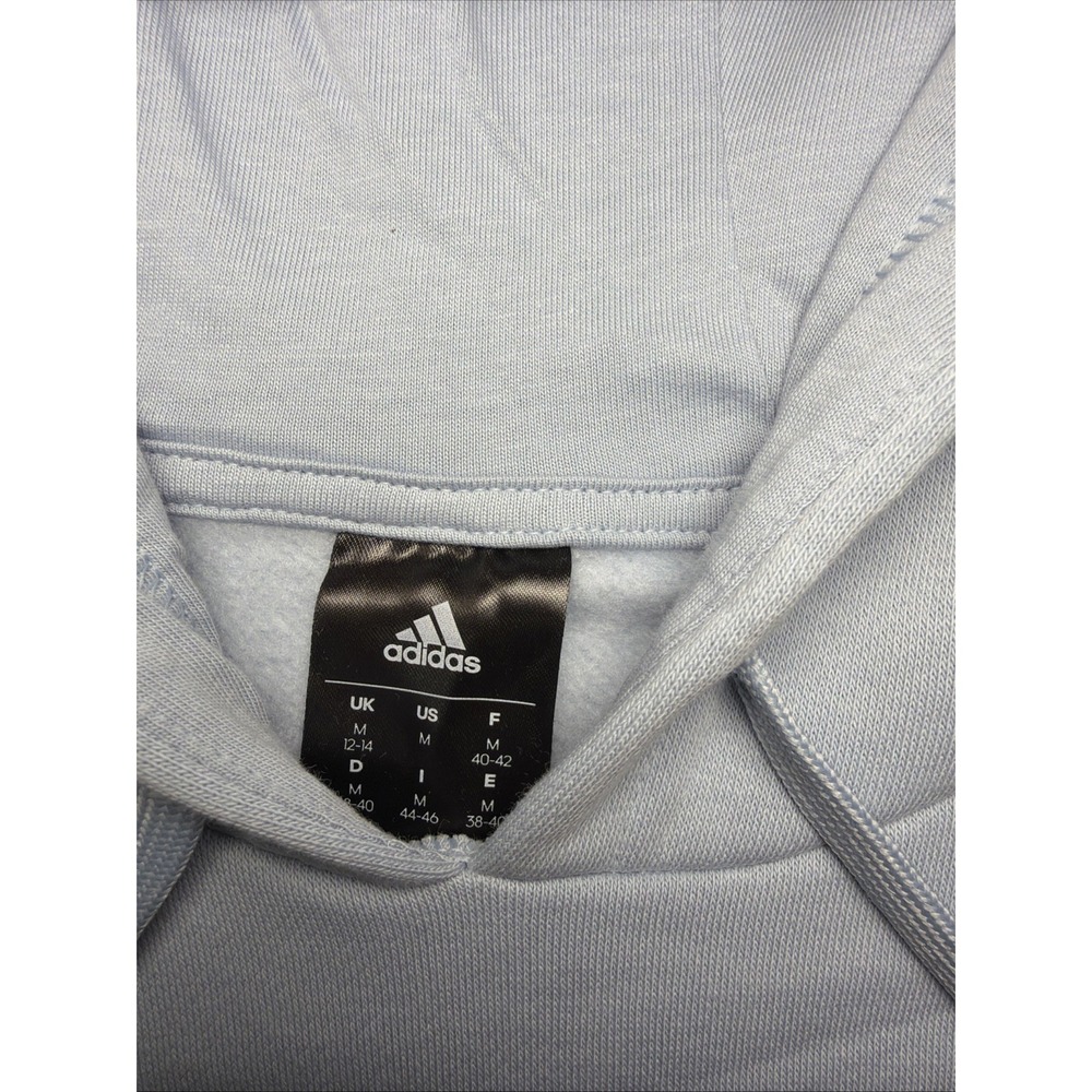 Adidas Sweatshirt Hoodie Womens Size M Blue with Multi-Color Logo Light Blue - Picture 7 of 16